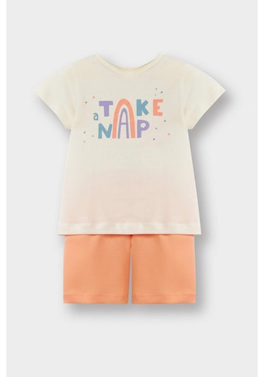 DeFacto Kız Bebek 4'lü Pijama Takımı Yıldız Desenli Kısa Kollu Penye Üst Beli Lastikli Şort -  E1555A525HSOG189