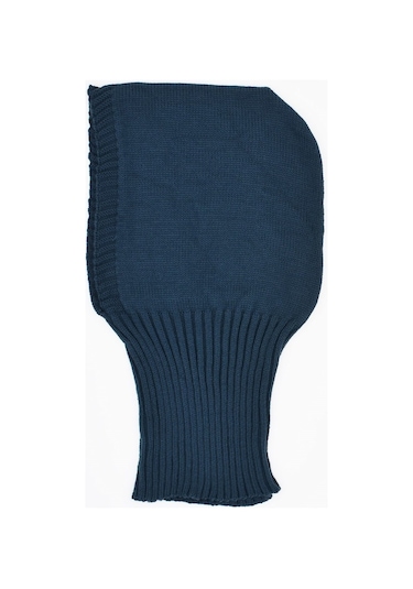 Külah Balaclava Kadın Triko Kar Maskesi Bere Boyunluk Gece Mavisi Koyu Mavi Standart
