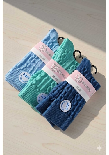 Kadın Lambswool Yün Çorap 3'lü Asorti Setler 36-40 Set 3