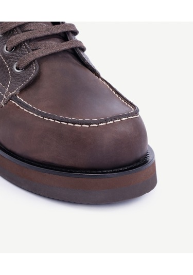 Yargıcı Nubuk Detaylı Bağcıklı Deri Bot 25keay4002x 003 Kahverengi