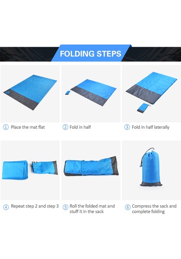 Lemestar Müçir Kullanimlı Dış Mekan Battaniyesi - Su Ve Yırtılmaya Dayanıklı, Çadır Battaniyesi/ Güneşlik, 2x2.1m Mavi-gri, Taşıma Çantası Ve 4 Tırnaklı Çok Renkli