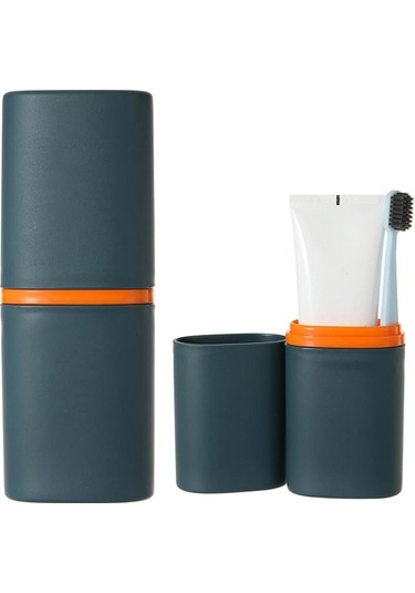 2 Adet Yeşil Renk Çok Amaçlı Seyahat Tipi Diş Fırçası Makyaj Malzeme Saklama Kutusu 19.8x7,2cm Yeşil