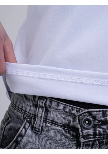 Modalına Beyaz Pamuklu Düz Renkli Basic Tişö 201775924 Beyaz