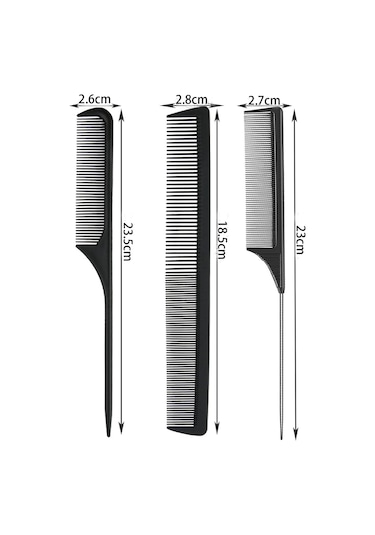 3 Adet, Siyah Saç Tarağı Anti-statik Kuyruk Tarağı, Salon Saç T