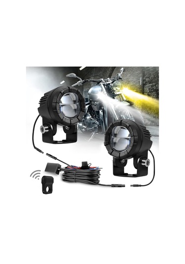 30w 3000lm 6000k Motosiklet Çift Lensli Led Spot Işığı, Kontrol Kablosu Seti İle Siyah