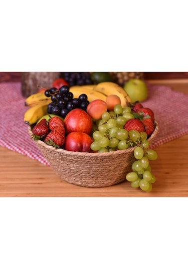 Bambum Oser - Yuvarlak Hasır Sepet 34 Cm