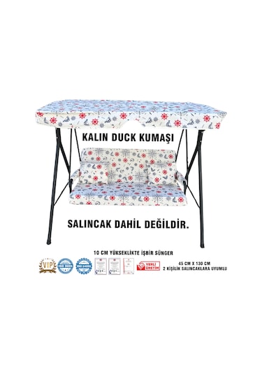Lüks Duck Vip Salıncak Minder Seti 10 Cm Süngerli Tenteli Salıncak Minder Seti Çok Renkli