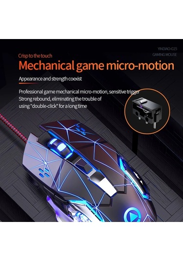 Cbtx Yındıao G15 Ayarlanabilir DPI 6 Tuşlu USB Kablolu Mekanik Oyuncu Mouse