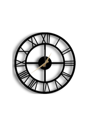 50X50 Dekoratif Duvar Saati + Tablo 40X40 Cm Hediye Siyah