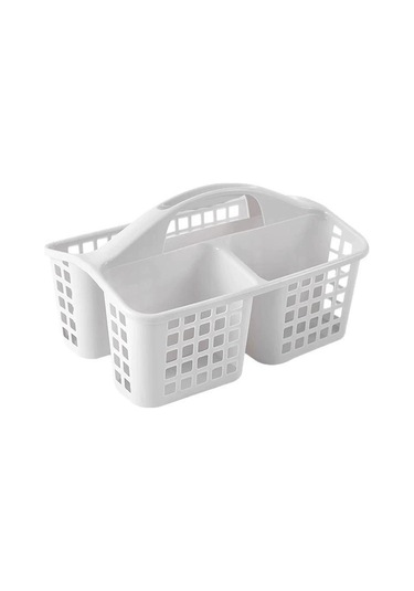 Mufunye Büyük Kapasiteli Beyaz Banyo Sepeti - Kalın Pp Malzeme, Delikli Su Akışı, Taşınabilir Kelepçe İle Ev Organizasyon Aleti Beyaz