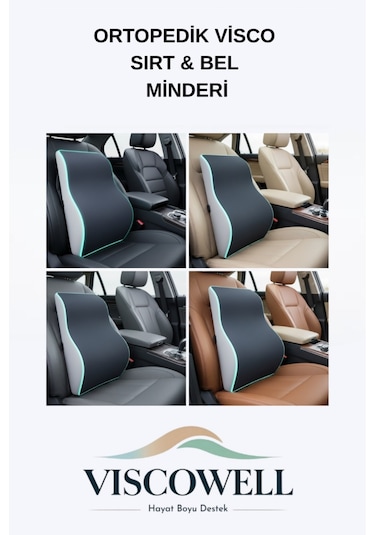 Ortopedik Visco Sırt & Bel Minderi Sırt Minderi Ortopedik Bel Minderi %100 Visco Destek Minder