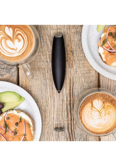 Xiyyadms Stantlı El Tipi Seramik Süt Köpürtücü - Sürdürülebilir, Modern Kahve Çay Aleti Beyaz/siyah Siyah