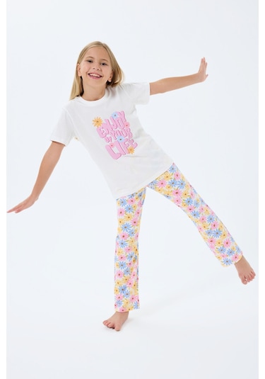 Rolypoly Kız Çocuk Beyaz Pijama Takım Beyaz