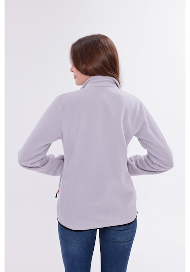 Monox Kadın Slim Fit Tam Fermuarlı Polar Ceket Gri
