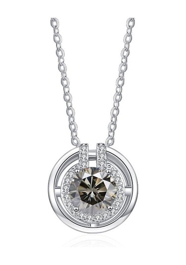 Siyah Bague Ringen Trendy Kadın Mozanit Kolye 1 Karat Vvs D Renk Lab Elmas 8h8a Kesim Zarif S925 Ayar Gümüş Takı Hediye