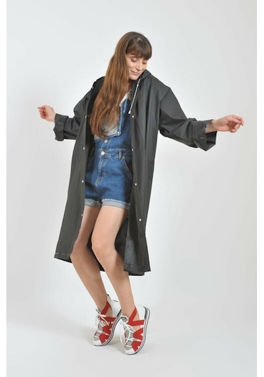 Unisex Su Geçirmez Eva Kumaş Yağmurluk Siyah