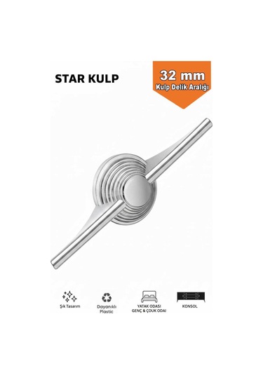 Lüks Star Kulp Krom 32mm 4 Adet Mobilya,yatak Odası, Tv Ünitesi,çocuk Ve Genç Odası, Dolap Kulpu Krom