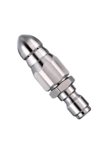 Gümüş-1/4 İnç Paslanmaz Çelik Basınçlı Yıkama Drenaj Kanalizasyon Temizleme Borusu Jetter Sprey Hızlı Fiş Tahliye Hortumu Memesi Arka Aşınma Direnci