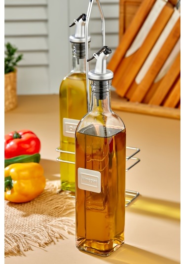 Cooker 2'li 500 Ml Cam Yağdanlık Sosluk Baharatlık Seti Şeffaf