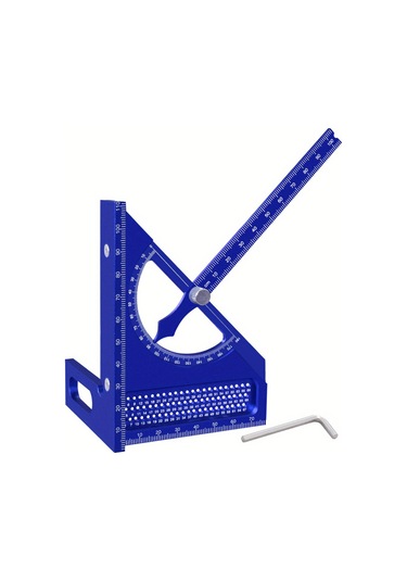 Symbee Alüminyum Ahşapçı Açı Çizici 3d Ayarlanabilir 0-180 Derece Hızlı İşaretleme Metrik Mavi