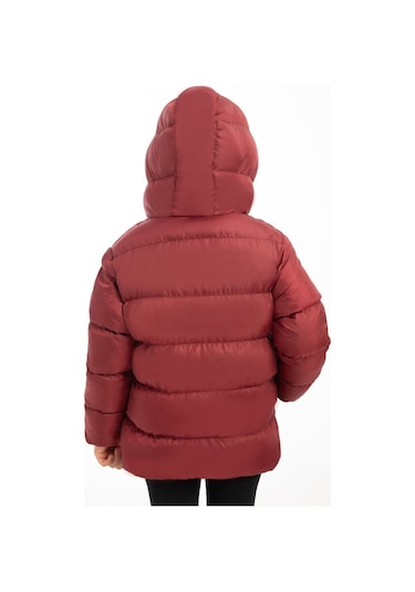 Kız Çocuk Bordo Içi Polarlı Kapüşonlu Su Geçirmez Rüzgara Dayanıklı Şişme Kışlık Mont & Kaban Bordo