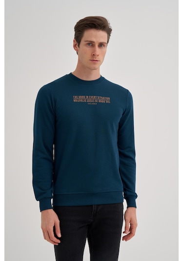 Cazador Erkek 3 İplik Şardonsuz Sweatshirt 5221 Petrol PETROL