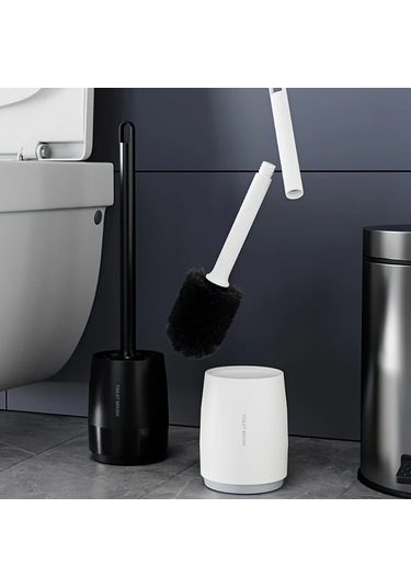 Willowhaven Beyaz Sağlam Plastik Tuvalet Fırçası Yumuşak Kıllı Bağımsız Askılı Dayanıklı beyaz