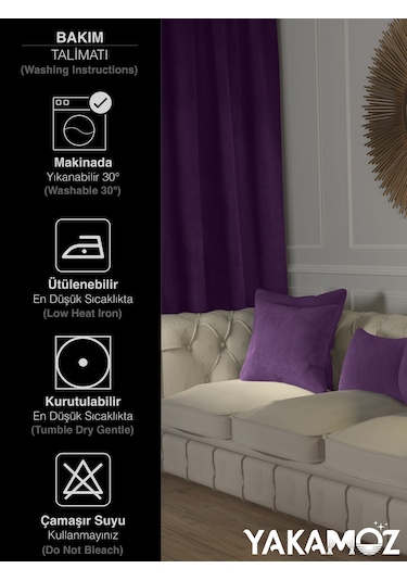 Br Yakamoz Tatlı Mor Rengi Kırlent , Yastık Kılıfı Kadife Görünümlü Velvet Touch Serisi Tatlı Mor