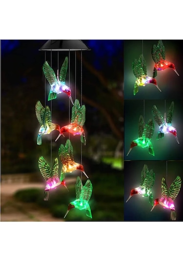 Springsun Kırmızı Kasa Led Güneş Enerjili Çan Çiçeği, Renkli Degrade Papağan Figürlü, Bahçe Ve Dış Mekan Dekorasyonu, Noel Hediyesi