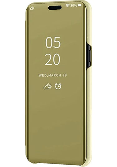 Huawei Mate 20 Pro Aynalı Kapaklı Lüx Kılıf Gold