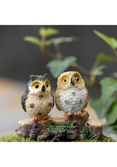 Hangfox Kulaklı Koyu Renkli Ayaklı Baykuş Desenli Reçine Süs Eşyası - Bitki Mikro Manzaralı Ev Dekorasyonu Hediyelik Zakkas 4. Numara