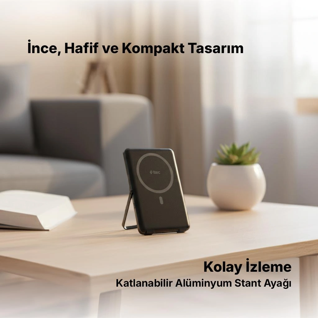Ttec Recharger M 5.000mah Magsafe Uyumlu Pd 20w Stantlı Kablosuz Taşınabilir Hızlı Şarj Aleti 2bb235 siyah