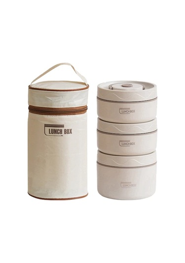 Honmex Kahverengi Çelik Isı Saklama Yemek Kutusu, 420+550ml Taşınabilir Bento Kutu Seti, Yemek Depolama Kabı Ve Isı Yorumu Çantası Bej