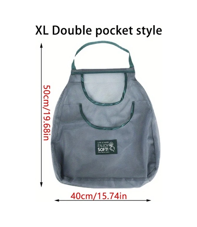 Chenkestoreone Çift Cep Xl Mutfak Sebze Meyve Saklama Filesi Asılı Naylon Torba Diğer