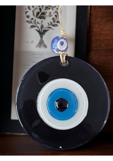 Siyah Nazar Boncuklu Duvar Süsü 10 Cm Cam Duvar Dekoru