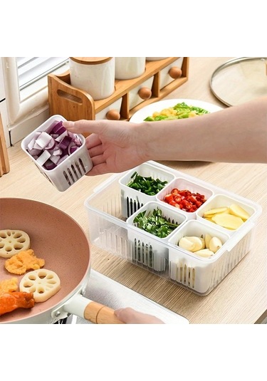 Hightower 6 Lı Beyaz Mutfak Saklama Kutusu - Sızdırmaz, Yeniden Kullanılabilir Meyve Sebze Et Organizer Beyaz