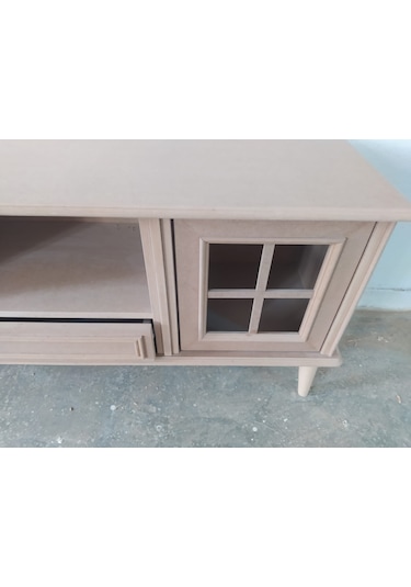 Tv Sehpası Windovs Nakış Model Kayın Torna Torna Retro Ayak Ham Renk 150 Cm El Yapım