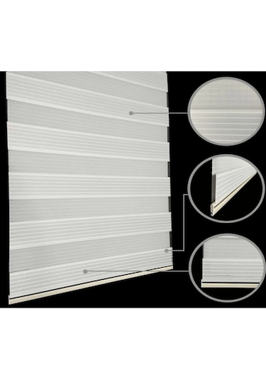 Plisei Zebra Perde Ekru Alüminyum Kasa Ekru