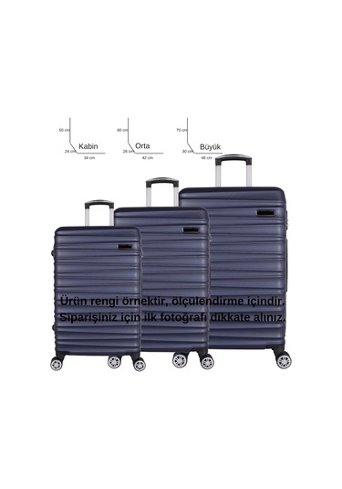 Bagacar Md Siyah Abs Tekerlekli Büyük Boy Valiz