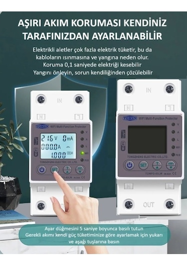 Tomzn Kaçak Akım Koruma ve Yüksek Voltaj Ve Akım Koruyucu Röle 63A Devrimsel Yenilik