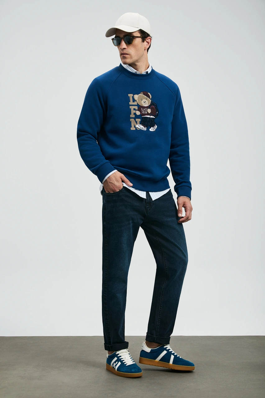 Lufian Andrea Spor Jean Erkek Pantolon Slim Fit Mavi Mavi 112200235100300 Mavi