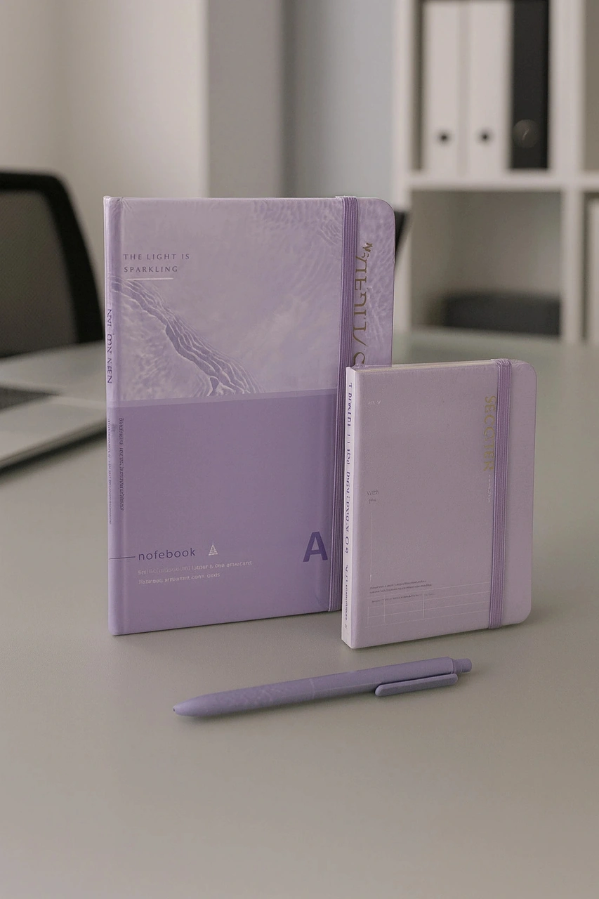 2 Adet Çizgili Defter Ajanda - Uçlu Kalem Hediyeli Waves Of Sparkle A5-a6 Mor