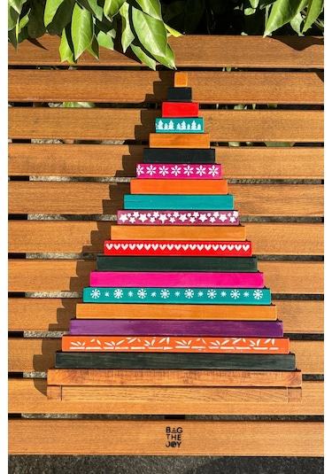 Leftover Ahşap Yılbaşı Ağacı - 54cm Çok Renkli