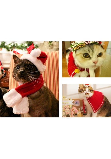 Kangvka Kedi Köpek Bayram Atkısı Kırmızı S Boyutu - Yumuşak Kumaş, Kolay Kullanıma Uygun, Tatil Dekorasyonu Çok Renkli