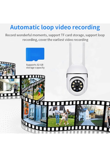 Geeroyoo A7 Akıllı Wifi Güvenlik Kamerası: 1080p, Gece Görüşü, İki Yönlü Ses, 360 Dönüş, Tf Kart Ve Bulut Depolama, Usb Güç, Beyaz Beyaz