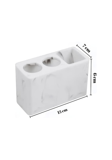 Modern Beton Diş Fırçalık Elektrikli Fırça Ve Macun Standı Banyo Organizeri Siyah Beyaz