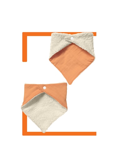 Bebek Ağız Bezi Salya Önlüğü Fular Çok Amaç 2'li K-bej Bej - Kiremit