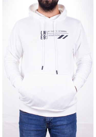 Twister 1910 Ekru  Kapüşonlu Erkek Sweatshirt Ekru