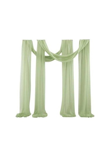 Novahub Yeşil Düğün Kemeri Şifon Masa Örtüsü, Dekoratif Çardak Perde, Hafif Kumaş Örtü Yeşil