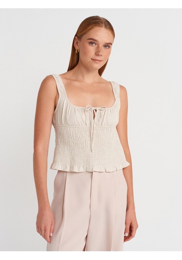 Dilvin 50867 Askılı Bluz-natural Natural